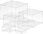 6 Pcs Clear Acrylic Buffet Risers Stackable Nesting Square Food Display Boxes, 3", 4", 5", 6", 7", 8" Catering, alternate