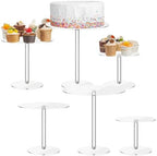 6 Pcs Clear Acrylic Cake Stands Round Cupcake Dessert Display Holder in Clear