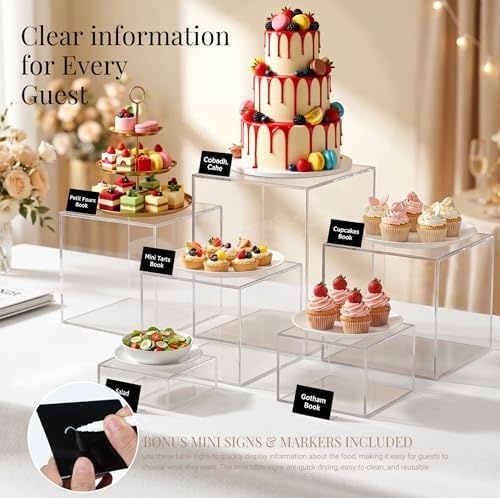 6 Pcs Clear Acrylic Food Display Stands in transparent, alternate view 2