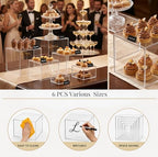 6 Pcs Clear Acrylic Food Display Stands in transparent, alternate view 4