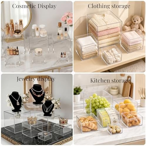 6 Pcs Clear Acrylic Food Display Stands in transparent, alternate view 6