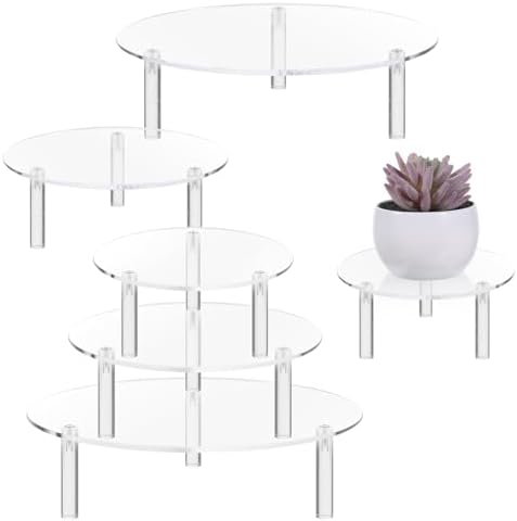 6 Pcs Clear Acrylic Risers Display Stands, Round Transparent Acrylic Risers for Display with 3 Sizes