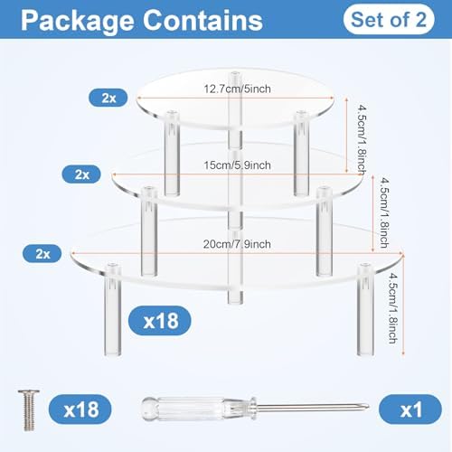 6 Pcs Clear Acrylic Risers Display Stands, Round Transparent Acrylic Risers for Display with 3 Sizes, alternate view 2