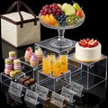 6 PCS Clear and White Dessert Table Display with Mini Sign in Multi in Transparent