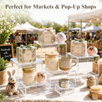 6 PCS Clear and White Dessert Table Display with Mini Sign in Multi in Transparent, alternate view 6