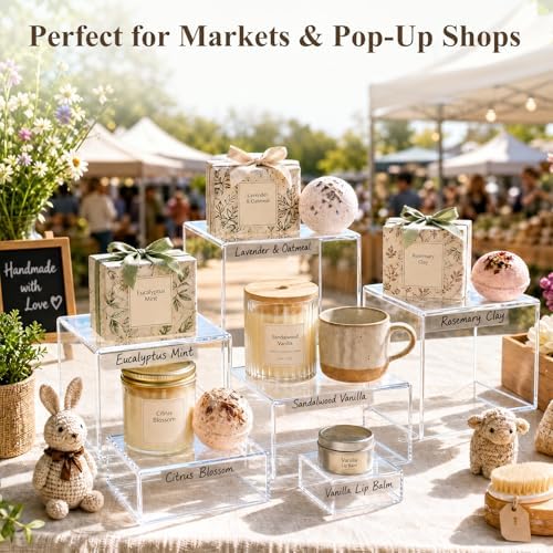 6 PCS Clear and White Dessert Table Display with Mini Sign in Multi in Transparent, alternate view 6