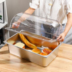 6 Pcs Clear Chafing Dish Covers Full Size Plastic Roll Top Chafing Dish Lid in clear, alternate view 2