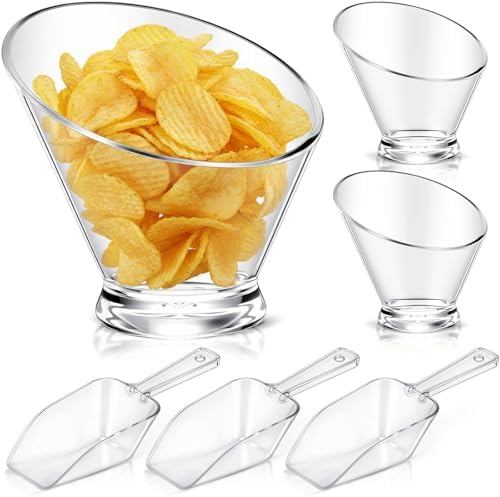 6 Pcs Clear Plastic Serving Bowls with Scoops, Candy Dishes, 12oz in 12oz in Clear