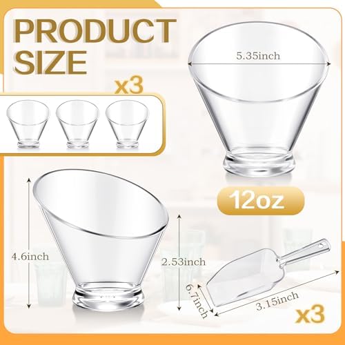 6 Pcs Clear Plastic Serving Bowls with Scoops, Candy Dishes, 12oz in 12oz in Clear, alternate view 3