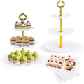 6 Pcs Cupcake Stand Dessert Table Display Set 2 Pcs 3 Tier Plastic Cake Stand Holder 4 Pcs Dessert Serving Tray