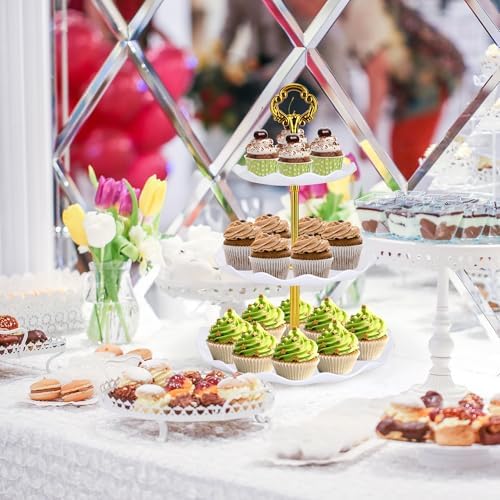 6 Pcs Cupcake Stand Dessert Table Display Set 2 Pcs 3 Tier Plastic Cake Stand Holder 4 Pcs Dessert Serving Tray, alternate
