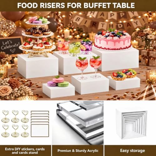 6 Pcs Cupcake Stand-Dessert Table Display Set, Display Shelf Acrylic Buffet Risers and Display Stand for Buffet, alternate