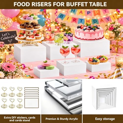 6 Pcs Cupcake Stand-Dessert Table Display Set, Display Shelf Acrylic Buffet Risers and Display Stand for Buffet, alternate