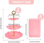 6 Pcs Cupcake Stand Set - Pink Plastic Dessert Table Display Set, 2X Pink Round 3 Tier Cupcake Display Stands, alternate view