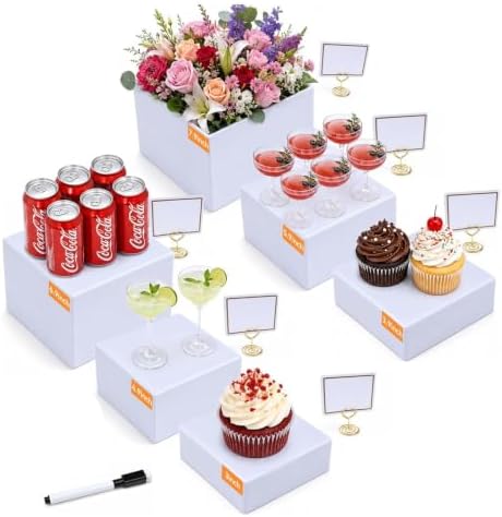 6 Pcs Cupcake Stand, White 3-4-5-6-7-8" in White3-4-5-6-7-8"