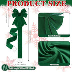 6 Pcs Dark Green Velvet Christmas Cabinet Bows Ribbons for Kitchen, alternate view 2