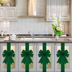 6 Pcs Dark Green Velvet Christmas Cabinet Bows Ribbons for Kitchen, alternate view 4