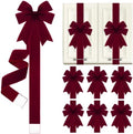 6 Pcs Dark Red Velvet Christmas Cabinet Bows Ribbons for Kitchen
