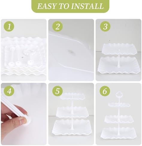 6 Pcs Dessert Table Display Set - 2 X Cupcake Stand Holder/Cup Cake Tier Tower & 4 X Serving Tray Combo for Tea, alternate