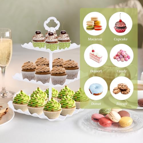 6 Pcs Dessert Table Display Set - 2 X Cupcake Stand Holder/Cup Cake Tier Tower & 4 X Serving Tray Combo for Tea, alternate