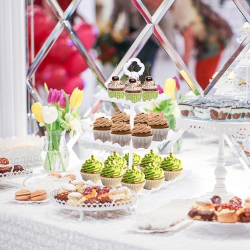 6 Pcs Dessert Table Display Set - 2 X Cupcake Stand Holder/Cup Cake Tier Tower & 4 X Serving Tray Combo for Tea, alternate