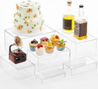 6 Pcs Extra Large Acrylic Buffet Risers, 7 to 12 Inch, Clear in about 6 x 6 x 2 inches, 7 x 7 x 4 inches, 8 x 8