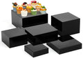 6 Pcs Extra Large Acrylic Buffet Risers, Square 6 to 11 In, Black in about 6 x 6 x 2 inches, 7 x 7 x 4 inches, 8