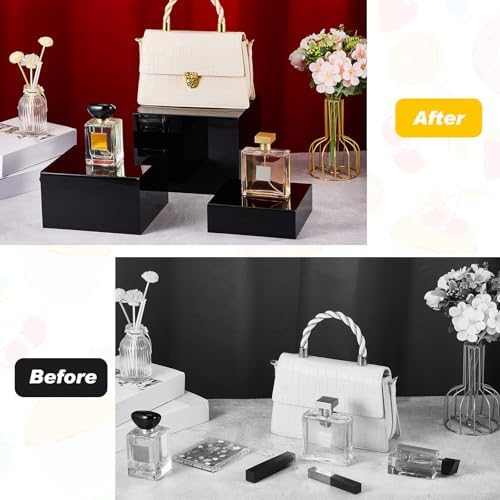 6 Pcs Extra Large Acrylic Buffet Risers, Square 6 to 11 In, Black in about 6 x 6 x 2 inches, 7 x 7 x 4 inches, 8, alternate