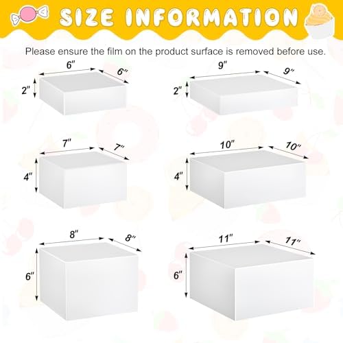 6 Pcs Extra Large Acrylic Buffet Risers, Square 6 to 11 In, White in about 6 x 6 x 2 inches, 7 x 7 x 4 inches, 8, alternate
