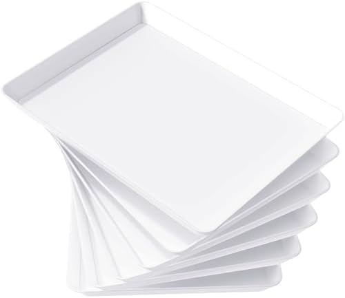 6 Pcs Extra Large Serving Trays for Party, 16" x 12" Food Platters in White