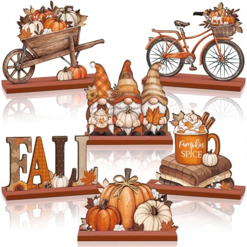 6 Pcs Fall Thanksgiving Table Decor, bright, Retro Orange