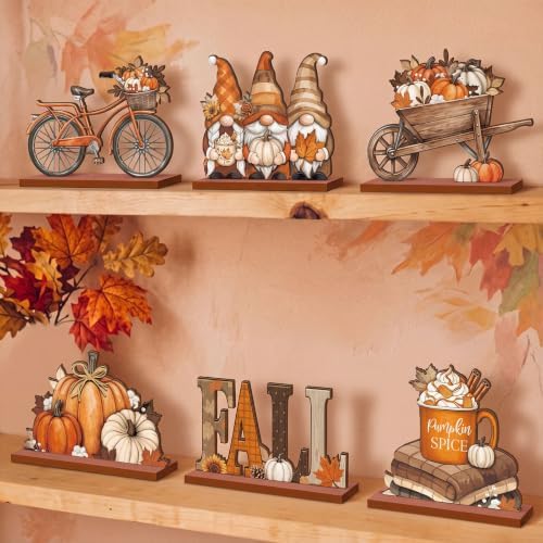 6 Pcs Fall Thanksgiving Table Decor, bright, Retro Orange, alternate view 2