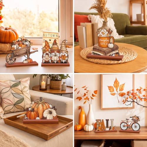6 Pcs Fall Thanksgiving Table Decor, bright, Retro Orange, alternate view 5