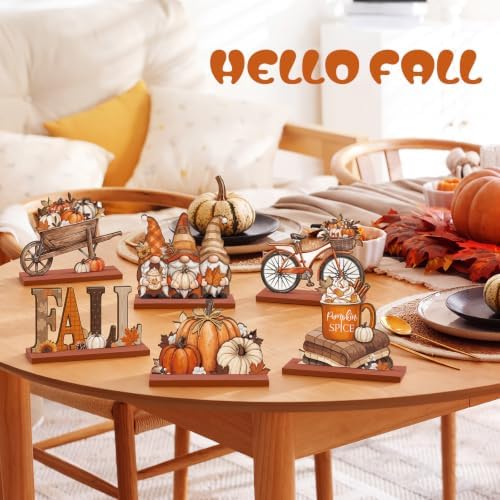6 Pcs Fall Thanksgiving Table Decor, bright, Retro Orange, alternate view 6