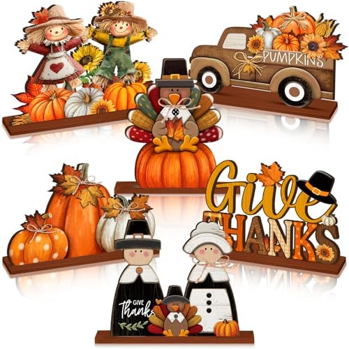6 Pcs Fall Thanksgiving Table Decor, Cute, Bright Orange