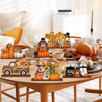 6 Pcs Fall Thanksgiving Table Decor, Cute, Bright Orange, alternate view 3