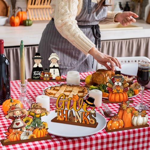 6 Pcs Fall Thanksgiving Table Decor, Cute, Bright Orange, alternate view 4