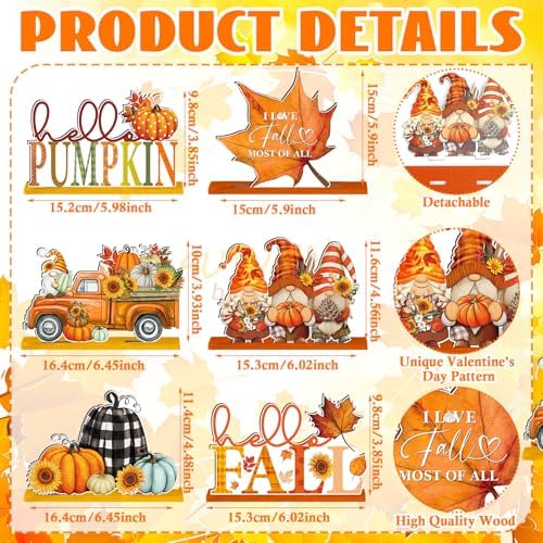6 Pcs Fall Thanksgiving Table Decor, Fresh, Orange, alternate view 3