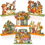 6 Pcs Fall Thanksgiving Table Decor, Rustic, Light Orange