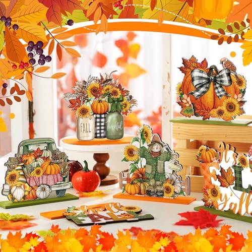 6 Pcs Fall Thanksgiving Table Decor, Rustic, Light Orange, alternate view 2