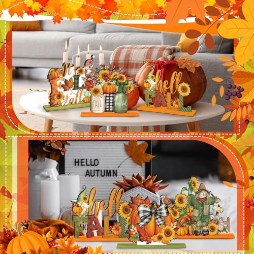 6 Pcs Fall Thanksgiving Table Decor, Rustic, Light Orange, alternate view 4