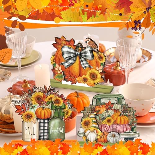 6 Pcs Fall Thanksgiving Table Decor, Rustic, Light Orange, alternate view 5