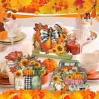 6 Pcs Fall Thanksgiving Table Decor, Rustic, Light Orange, alternate view 5