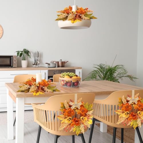 6 PCS Fall Wreath for Kitchen Cabinets Artificial Flower Door Wreath Autumn Table Centerpiece Farmhouse Hanging, alternate