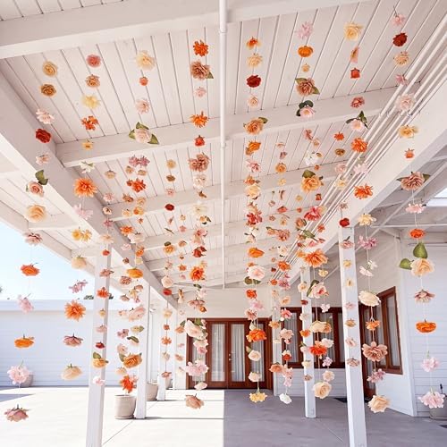 6 Pcs Floating Flowers Garland 35.46 ft Faux, Classic, Champagne