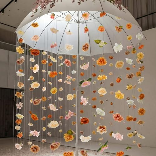6 Pcs Floating Flowers Garland 35.46 ft Faux, Classic, Champagne, alternate view 4