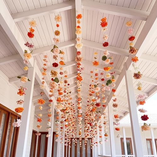 6 Pcs Floating Flowers Garland 35.46 ft Faux, Classic, Champagne, alternate view 5