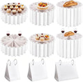 6 Pcs Foldable Paper Cylinder Stands Food Risers for Buffet Table Round Paper Holders White Dessert Riser Set