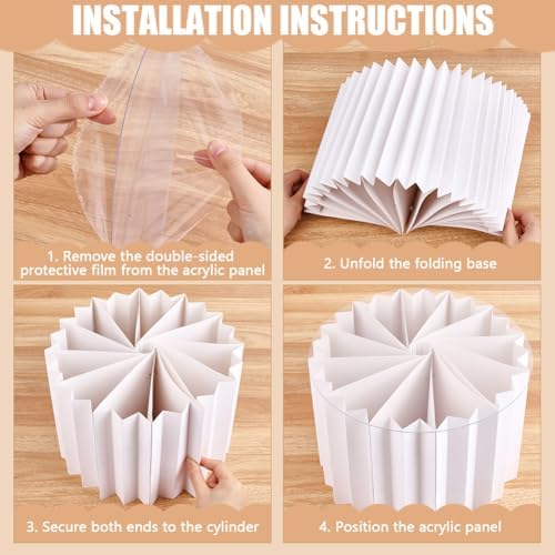 6 Pcs Foldable Paper Cylinder Stands Food Risers for Buffet Table Round Paper Holders White Dessert Riser Set, alternate view