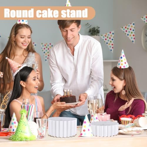 6 Pcs Foldable Paper Cylinder Stands Food Risers for Buffet Table Round Paper Holders White Dessert Riser Set, alternate view